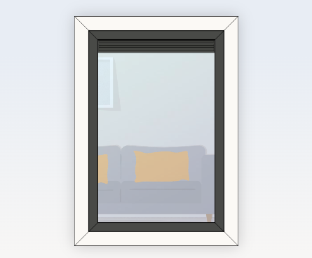 Kunststof vast raam met wit kozijn en basaltgrijs kader