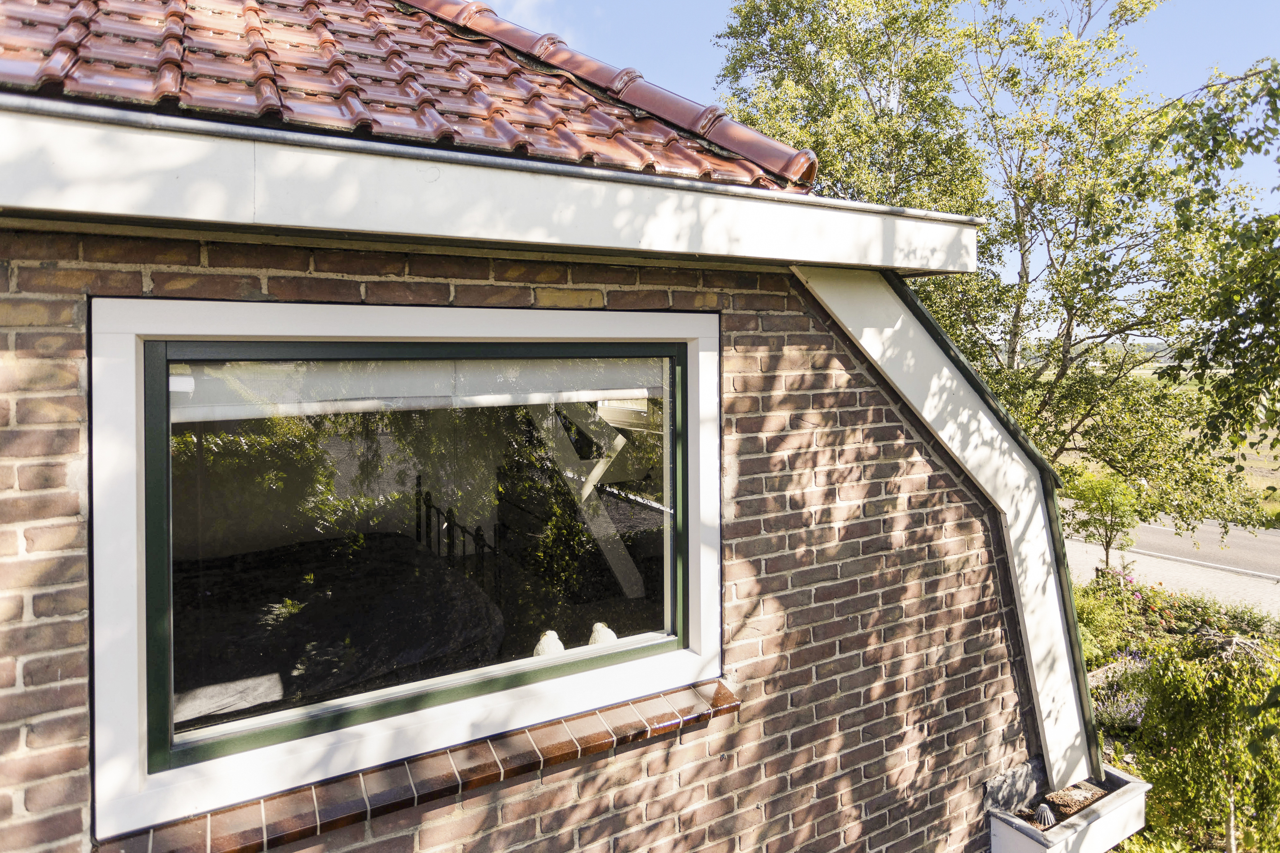Kunststof Dennegroen En Wit Vast Raam
